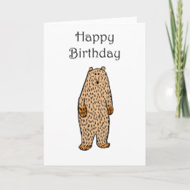 Tarjeta Dibujo de oso marrón, feliz cumpleaños.