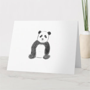 Tarjeta Dibujo de panda blanco y negro lindo