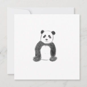 Tarjeta Dibujo de panda blanco y negro lindo