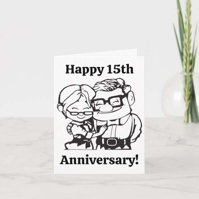 Tarjeta Dibujo de parejas de aniversario de personalizable (Anverso)