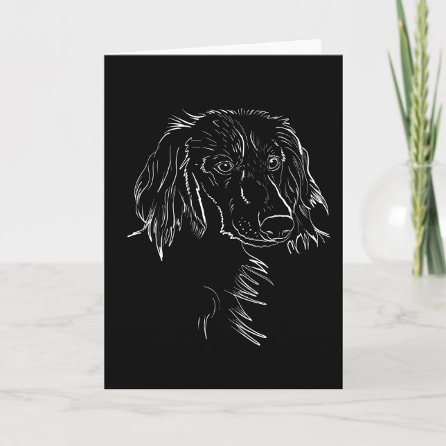 Tarjeta Dibujo de perro de Dachshund, de larga duración (Anverso)