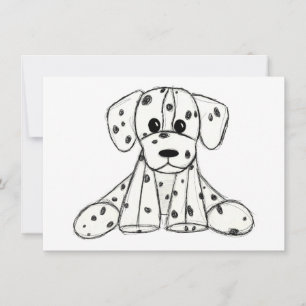 Tarjeta Dibujo de perro de peluche dálmata contorno simple