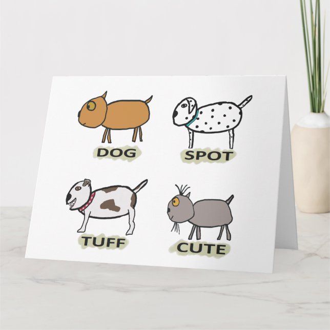 Tarjeta Dibujo de perros divertidos (Anverso)