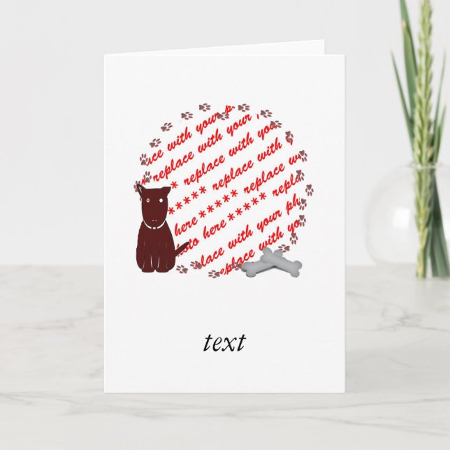 Tarjeta Dibujo de pintura de perro con marco fotográfico (Anverso)