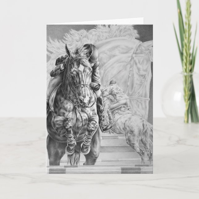 Tarjeta Dibujo de salto del caballo por el cisne de Kelli (Anverso)