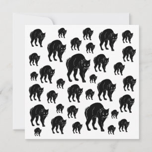 Tarjeta Dibujo de silueta de gato negro de Halloween