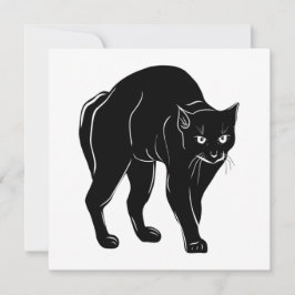 Tarjeta Dibujo de silueta de gato negro de Halloween