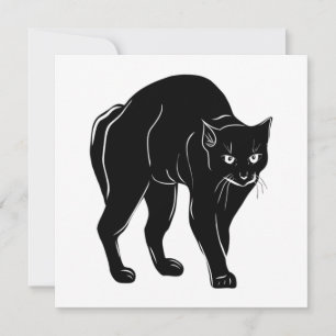 Tarjeta Dibujo de silueta de gato negro de Halloween