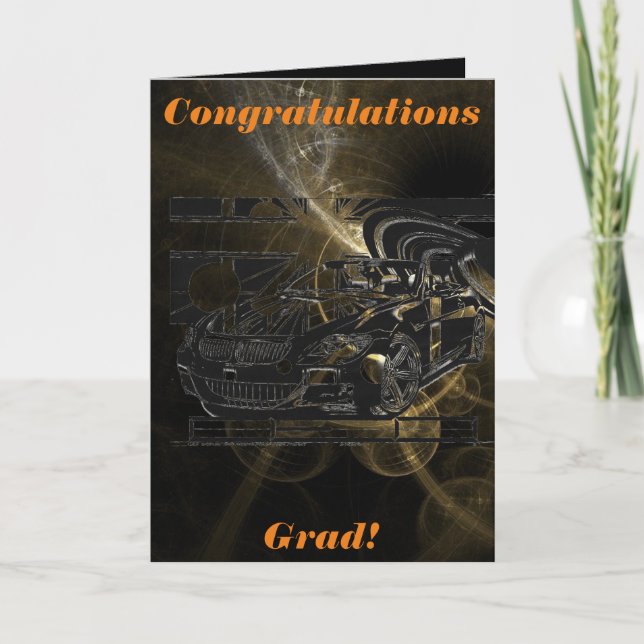 Tarjeta Dibujo de tinta de montaje - coche deportivo la pi (Anverso)