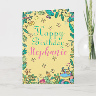 Tarjeta Dibujo de tipografía de arte folclórico colorido d