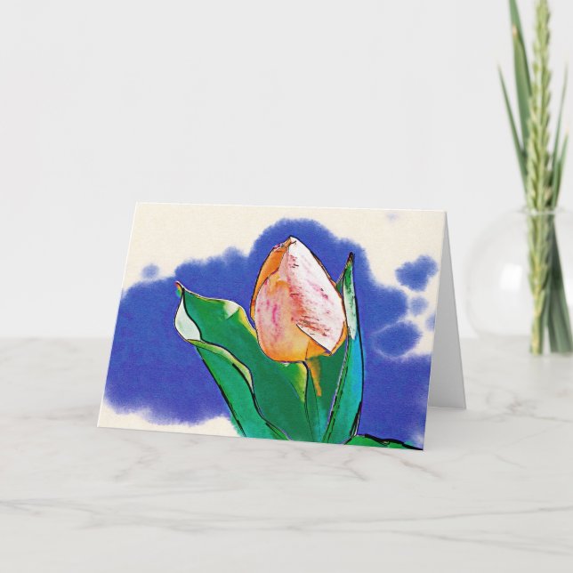 Tarjeta Dibujo de Tulipanes de menta (Anverso)