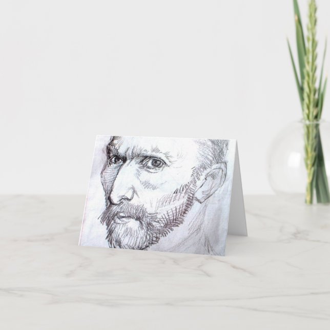 Tarjeta Dibujo de un Bella Artes de Van Gogh con autorretr (Anverso)