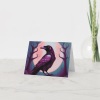 Dibujo de un cuervo sobre fondo azul grisáceo