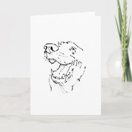 Tarjeta Dibujo de un feliz Retriever Dorado a tinta
