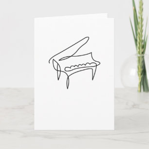 Tarjeta Dibujo de una sola línea de piano grano
