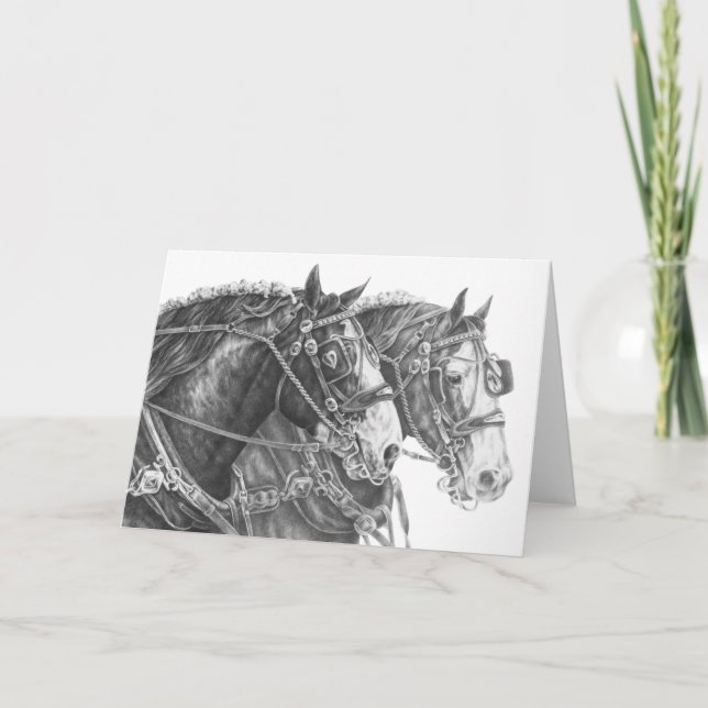 Tarjeta Dibujo del caballo de proyecto de Clydesdale por (Anverso)