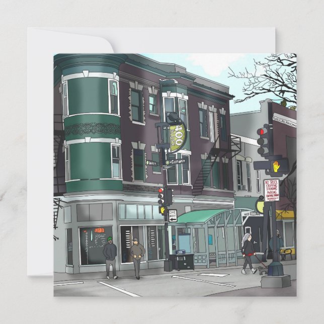 Tarjeta Dibujo del centro de Madison, Wisconsin (Anverso)