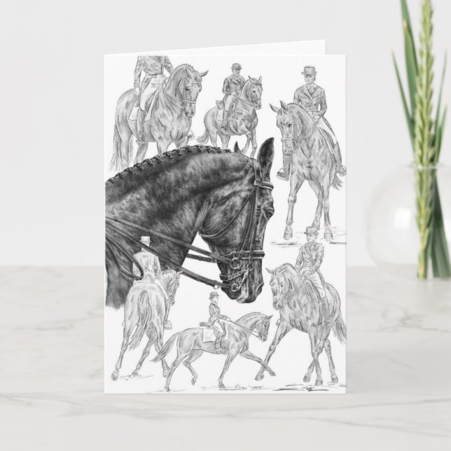 Tarjeta Dibujo del montaje de los caballos del Dressage (Anverso)