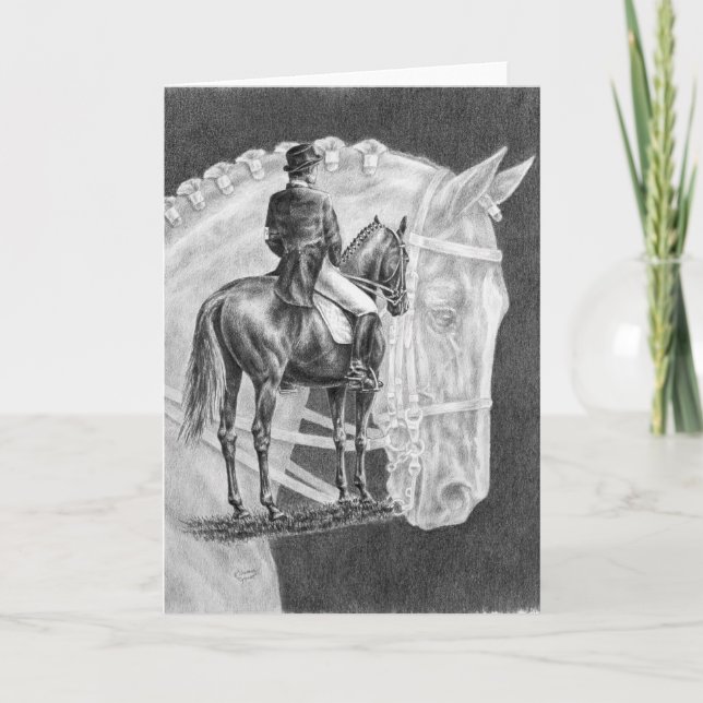 Tarjeta Dibujo del montaje de los caballos del Dressage (Anverso)