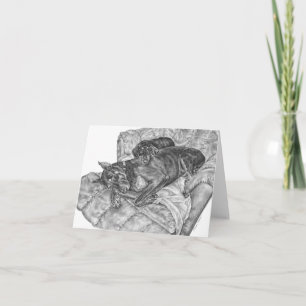 Tarjeta Dibujo del Pinscher y del perrito del Doberman por
