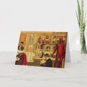 Tarjeta Dibujo del vintage del museo de la anatomía -
