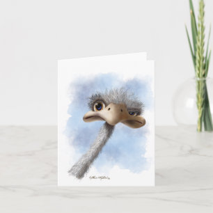 Tarjeta Dibujo divertido de avestruz
