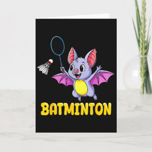 Tarjeta Dibujo divertido de bádminton Murciélago jugando b