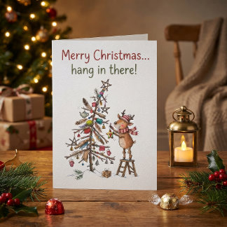 Tarjeta Dibujo divertido de reno navideño caprichoso
