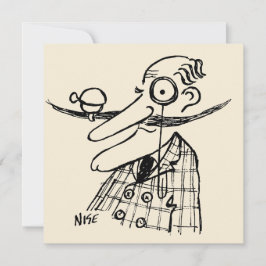 Tarjeta Dibujo divertido de un aristócrata con bigote de m