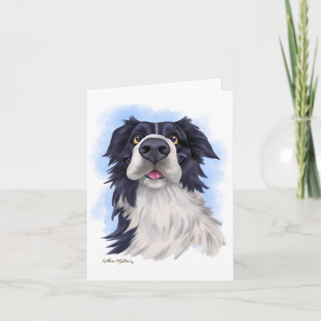 Tarjeta Dibujo divertido de un Border Collie  (Anverso)