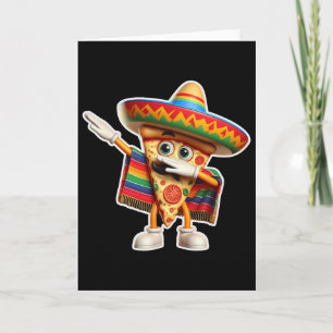 Tarjeta Dibujo divertido de un mexicano haciendo pizza y b