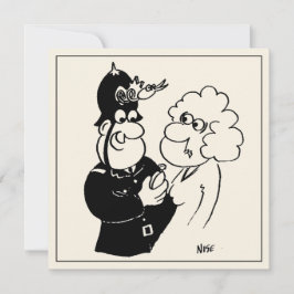 Tarjeta Dibujo divertido de un policía con un casco de rel