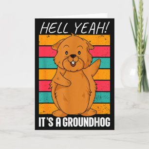 Tarjeta Dibujo divertido del día de la marmota de dibujos