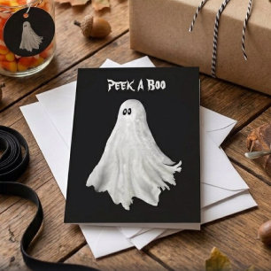 Tarjeta Dibujo Divertido Fantasma de Halloween Pasado