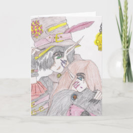 Tarjeta Dibujo espeluznante de lápiz de colores en pareja 