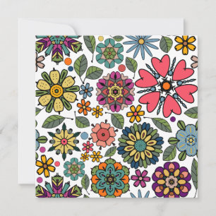 Tarjeta Dibujo Floral Retro Moderno Patrón De Arte Sin Mar