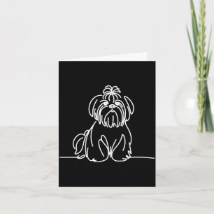 Tarjeta Dibujo lineal de shih tzu dueño de perro actuación