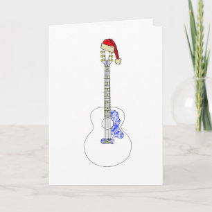 Tarjeta Dibujo Minimalista Navidad Feliz Guitarra