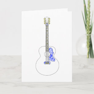 Tarjeta Dibujo simple de guitarra acústica Arte genial mús
