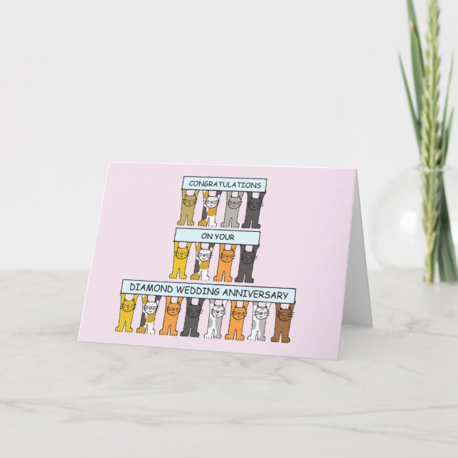 Tarjeta Dibujos Animados de Gatos Felicitando por Bodas de (Anverso)