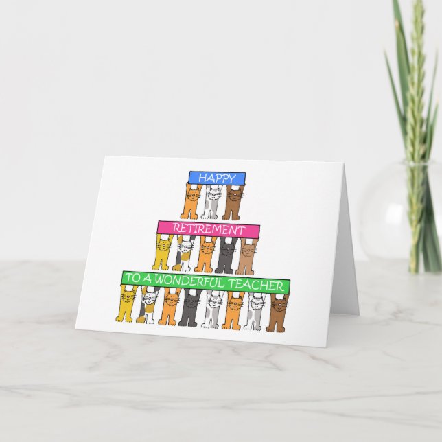 Tarjeta Dibujos animados de gatos para la jubilación de un (Anverso)