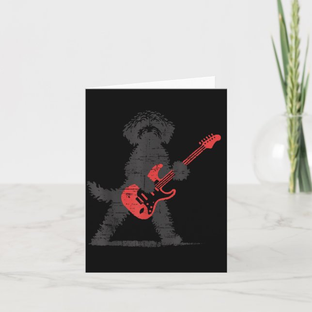 Tarjeta Dibujos Animados De Perro Goldendoodle De Rock Div (Anverso)
