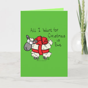 Tarjeta Dibujos Animados Divertidos De Navidad Oveja Linda