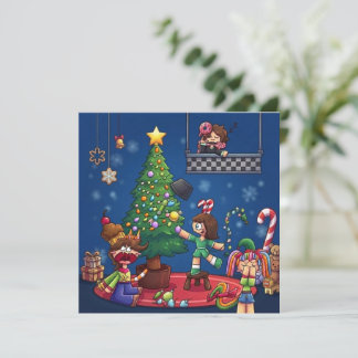 Tarjeta Dibujos Chibi Divertidos de Navidad Cancelada Stic