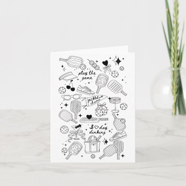 Tarjeta Dibujos De Ckleball En Negro Sobre Retro Beige Com (Anverso)