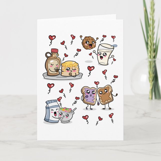 Tarjeta Dibujos De Comida Enamorada Kawaii (Anverso)