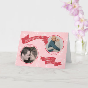 Tarjeta Dibujos de pareja de San Valentín Entonces y Ahora