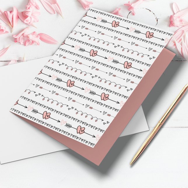 Tarjeta Dibujos del Día del Corazón San Valentín (Cute Hearts and Arrows Doodles custom text card for Valentine's Day, anniversary or just because.)