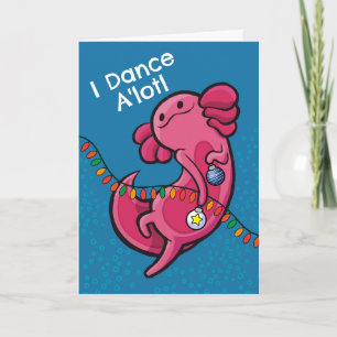 Tarjeta Dibujos divertidos de Navidad, ajolote lindo con a
