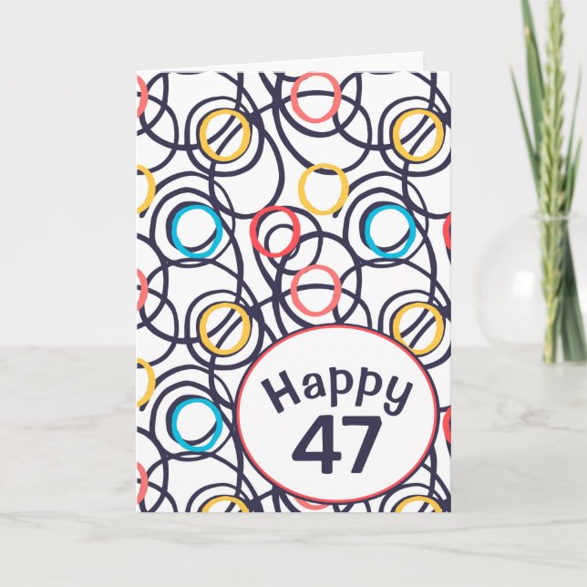 Tarjeta Dibujos divertidos para 47 cumpleaños (Anverso)